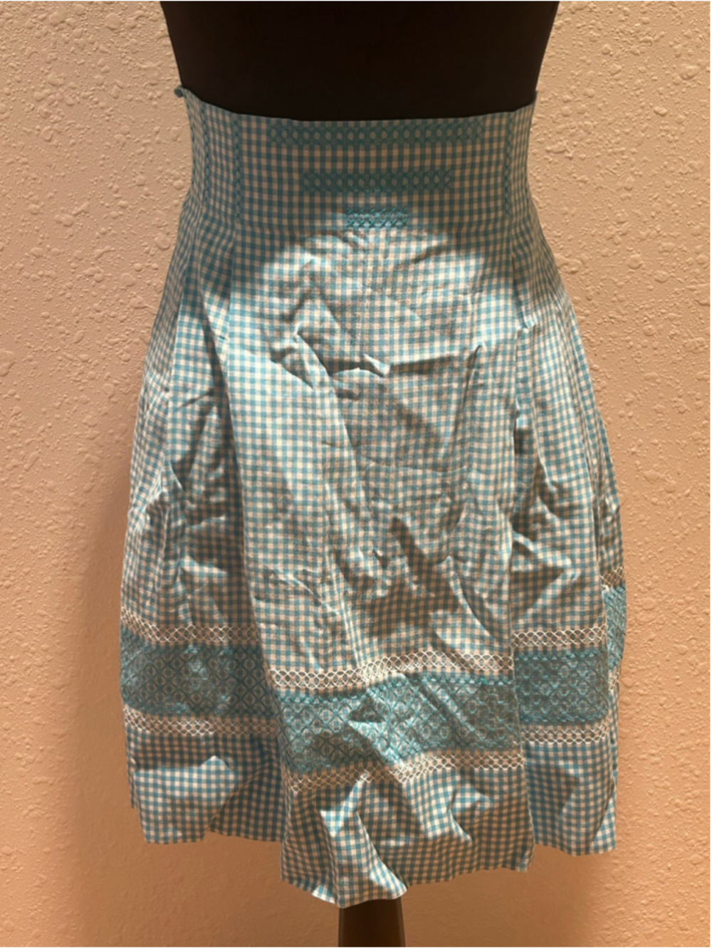 Women's Unbranded Dirndl Apron Blue White Gingham Check Size adjustable